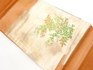 引箔ヱ霞に萩・すすき模様織出し名古屋帯
